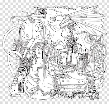 Line drawing, black and white castle sketch transparent background PNG clipart