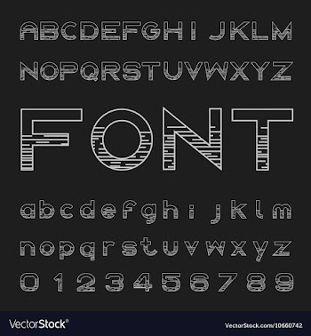 Line Font family Design and letters and numbers vector image