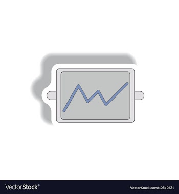 Line graph in paper sticker vector image