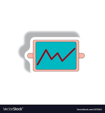 Line graph in paper sticker vector image