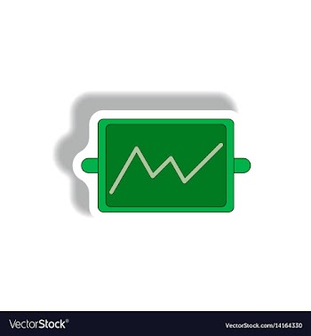Line graph in paper sticker vector image