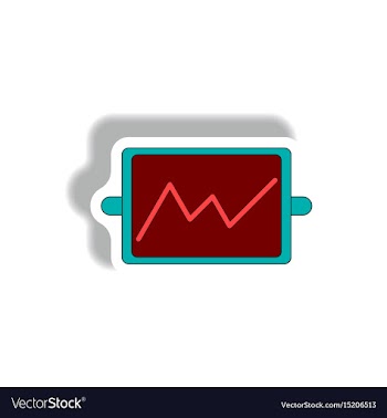 Line graph in paper sticker vector image