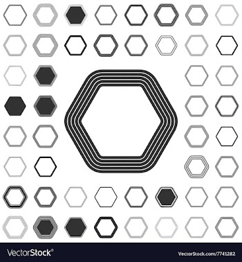 Line hexagon logo design set vector image