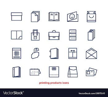 Line icons of print design products from pamphlet vector image