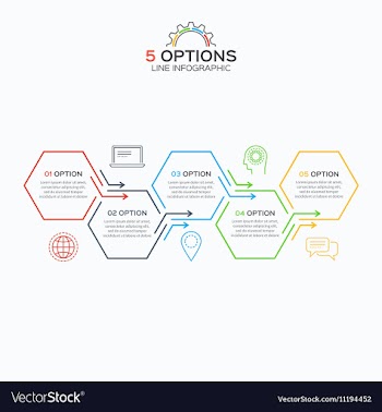  					Line infographic template with 5 hexagons options vector&nbsp;image														