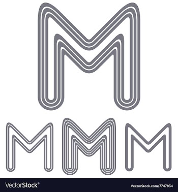 Line letter m logo design set vector image