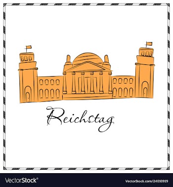 Line of reichstag building berlin germany vector image