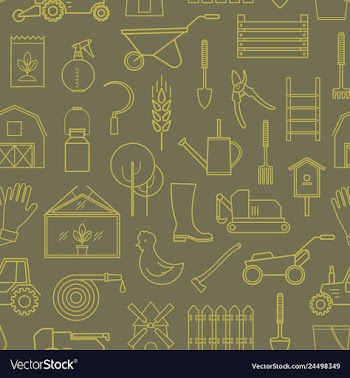 Line pattern icon garden tools olive vector image