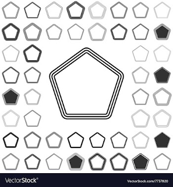Line pentagon icon design set vector image