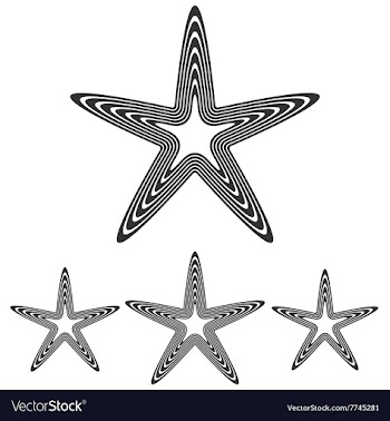 Line pentagram star logo design set vector image