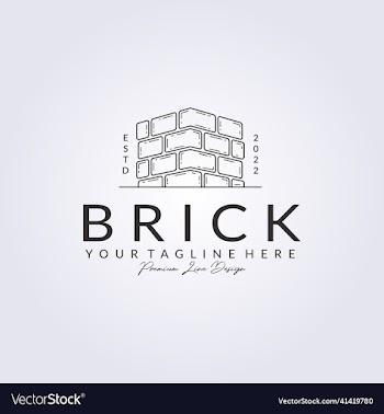 line pile stack bricks logo design