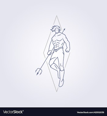 line poseidon god icon logo symbol