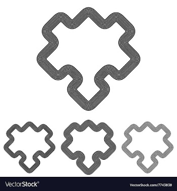 Line puzzle logo design set vector image
