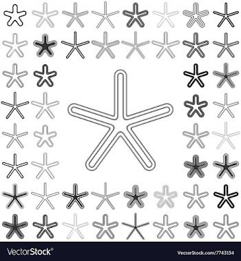 Line star icon design set vector image