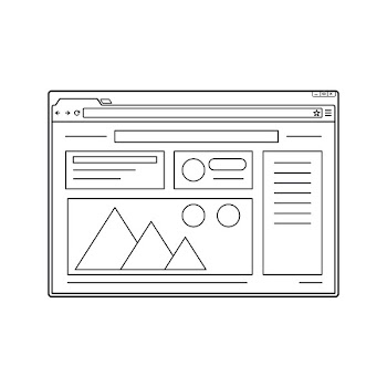 Line web browser window mockup. Website page template. Internet window line icon.