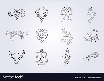 line work of zodiac horoscope astrology signs set