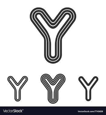 Line y letter logo design set vector image