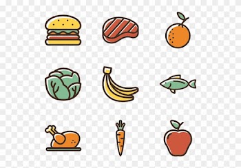 Linear Color Food Set - Healthy Food Icons