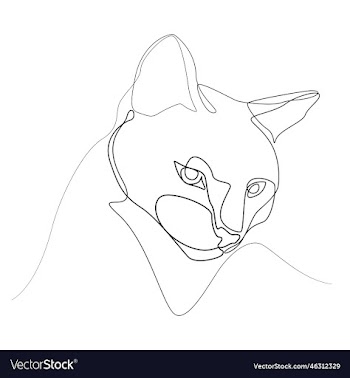 linear drawing of a cat