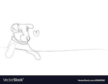 linear drawing of a dog puppy and heart