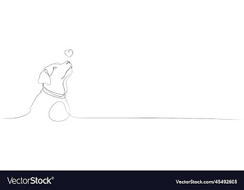 linear drawing of a labrador a dog and a heart