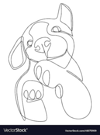 linear drawing of a puppy