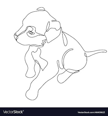 linear drawing of a sitting puppy