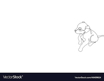 linear drawing of a sitting puppy dog