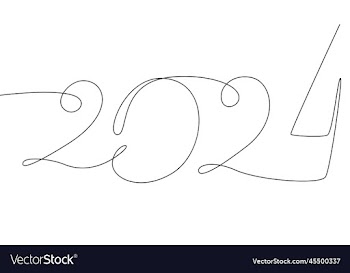 linear drawing of numbers 2024 new year