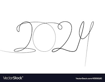 linear drawing of numbers 2024 new year
