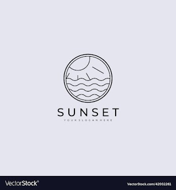 linear sunrise or sunset logo design