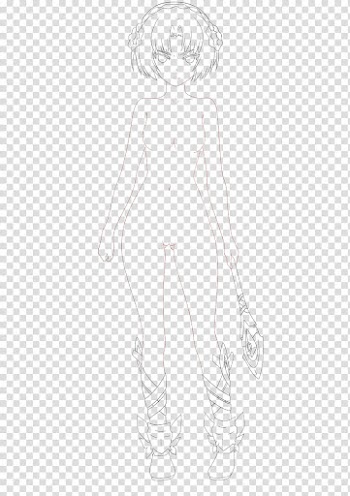LineArt To Paint, female anime character sketch transparent background PNG clipart