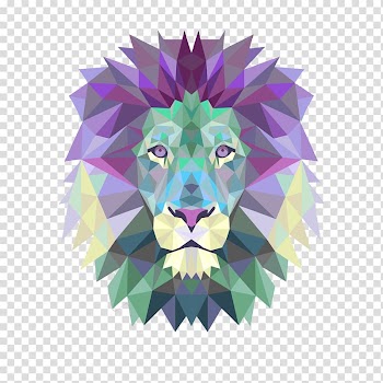 Lion Art Geometry Painting, watercolor lion transparent background PNG clipart