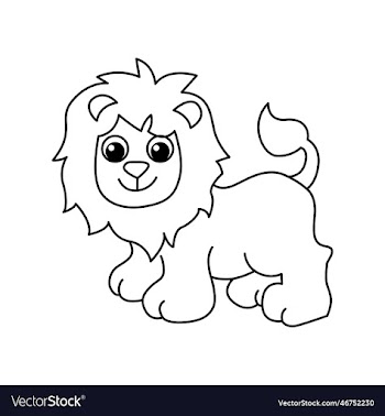 lion cartoon coloring page for kids