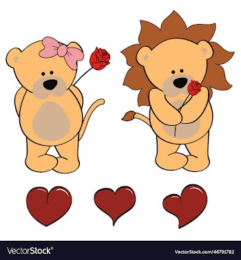 lion character cartoon valentine rose pack