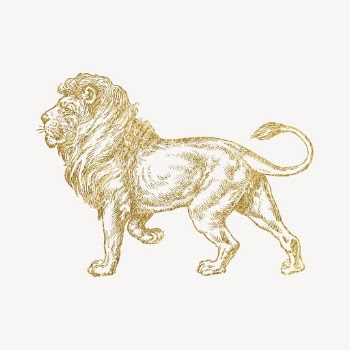 Lion clipart, gold aesthetic animal | Free PSD Illustration - rawpixel