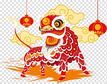 Lion dance Chinese New Year, Lion dance color transparent background PNG clipart