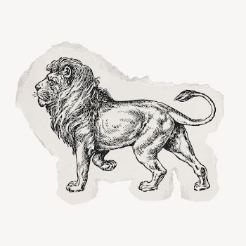 Lion, ephemera ripped paper clipart, | Free Vector Illustration - rawpixel