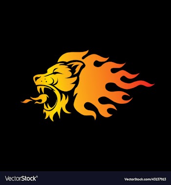 lion head fire gradient color logo design