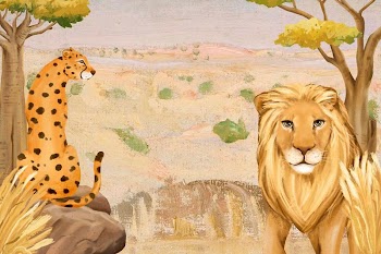Lion & leopard background, drawing | Free Photo Illustration - rawpixel