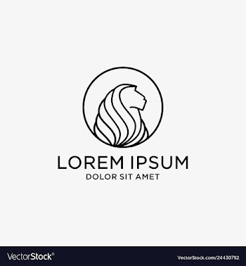 Lion logo head round badges outline vector image