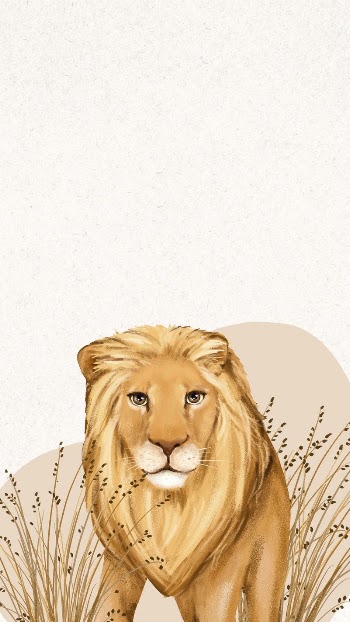 Lion mobile wallpaper, beige design | Free Photo Illustration - rawpixel