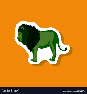 Lion paper sticker on stylish background vector image