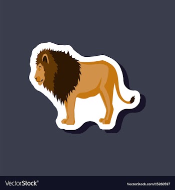 Lion paper sticker on stylish background vector image