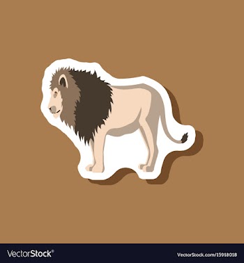Lion paper sticker on stylish background vector image