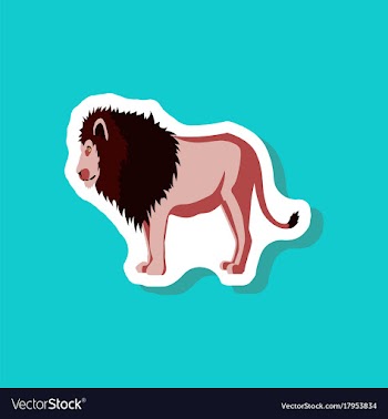Lion paper sticker on stylish background vector image