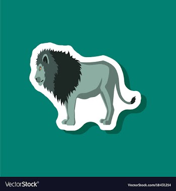Lion paper sticker on stylish background vector image