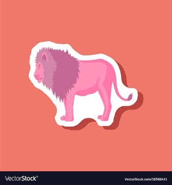 Lion paper sticker on stylish background vector image