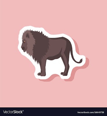 Lion paper sticker on stylish background vector image