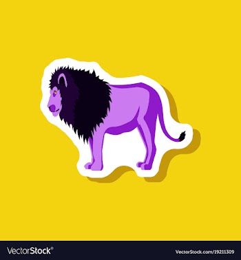 Lion paper sticker on stylish background vector image